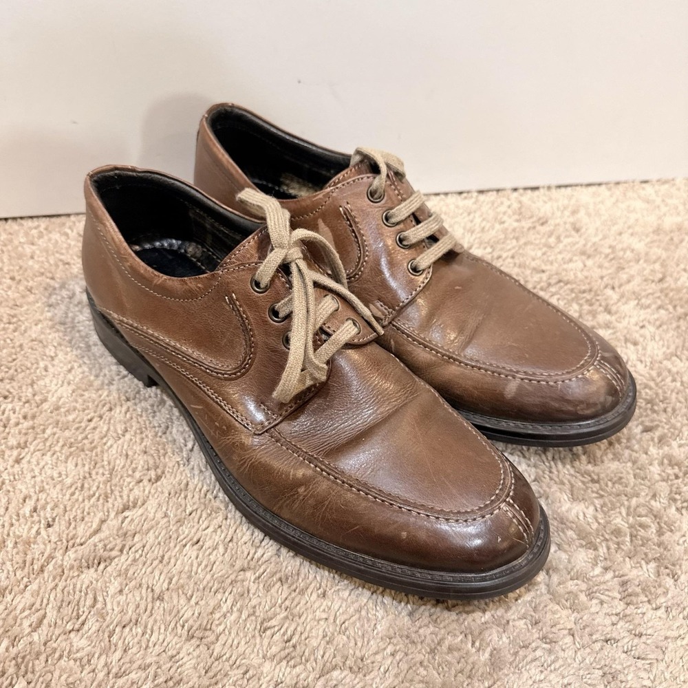 Johnston & Murphy Shoes Mens Size 8 Brown Leather Derby Dress Round Toe 10-1520 - Picture 3 of 9